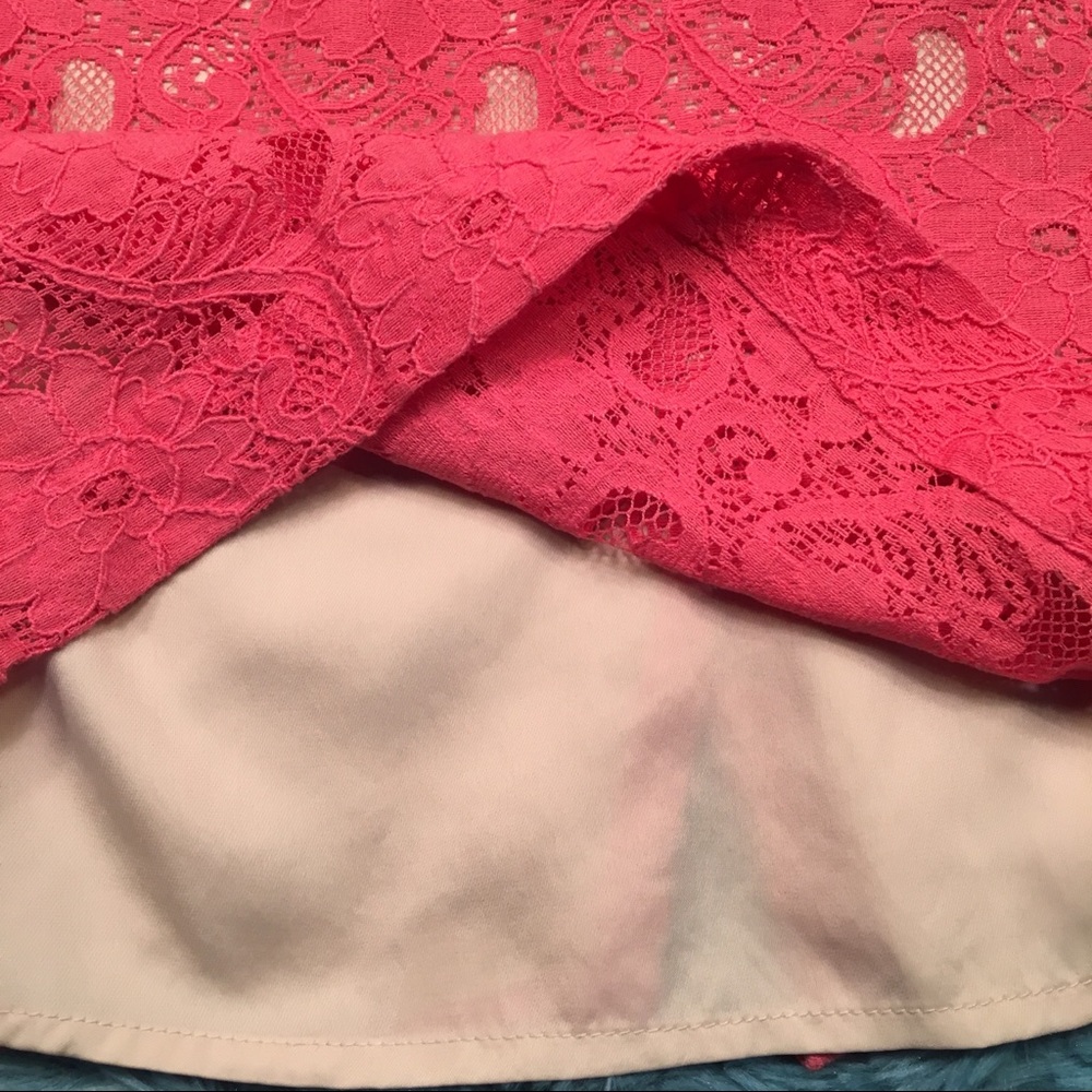 H&M Coral Pink Lace Pencil Skirt size 10 - Picture 2 of 5